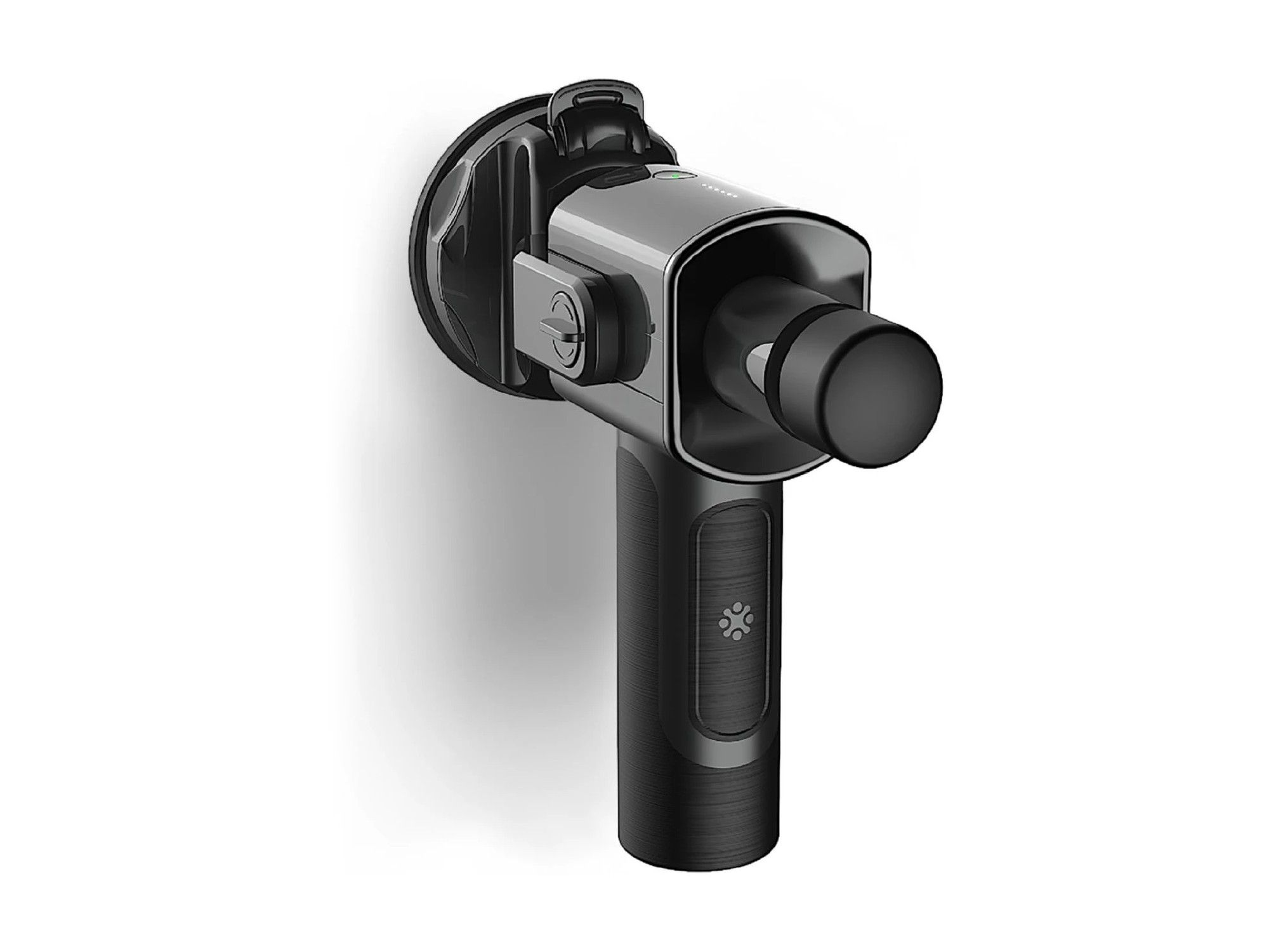 A studio render of the black Vertigun on its wall mount.