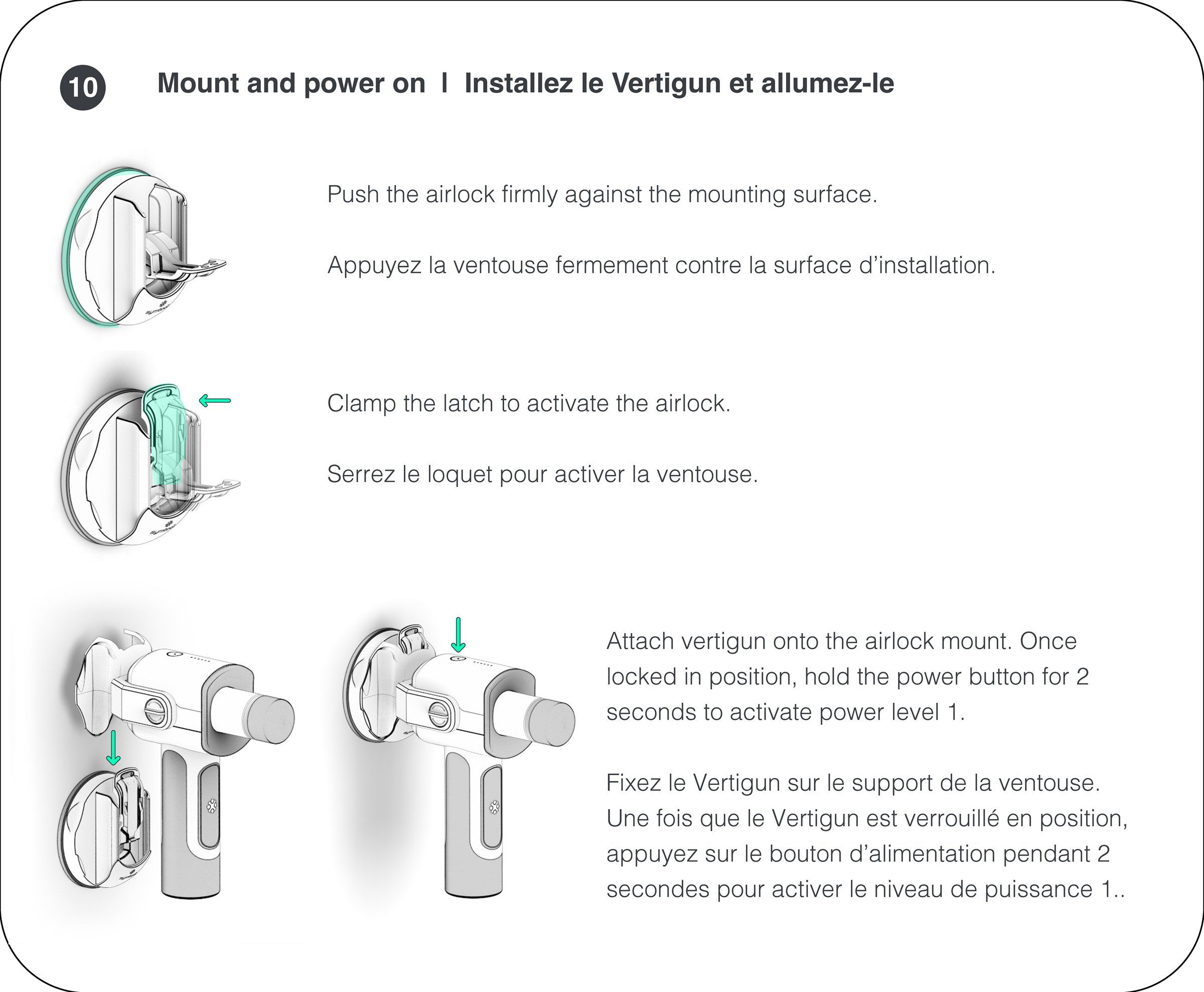 A page from the user guide showing the steps to mount the unit on a wall.